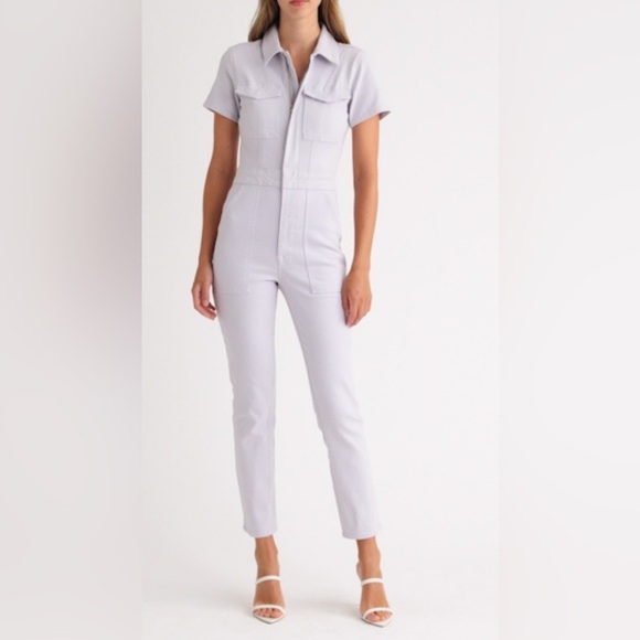 NWT Cloud White Cotton Twill Stretch Jumpsuit - Picture 3 of 9